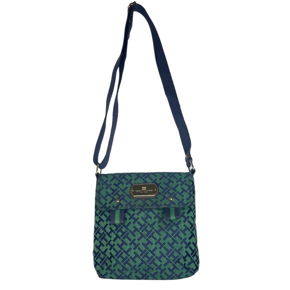 Tommy Hilfiger Handbags - Tommy Hilfiger ® ★ Monogram Jacquard Print Crossbody Bag ★ Kelly Green + Navy ★